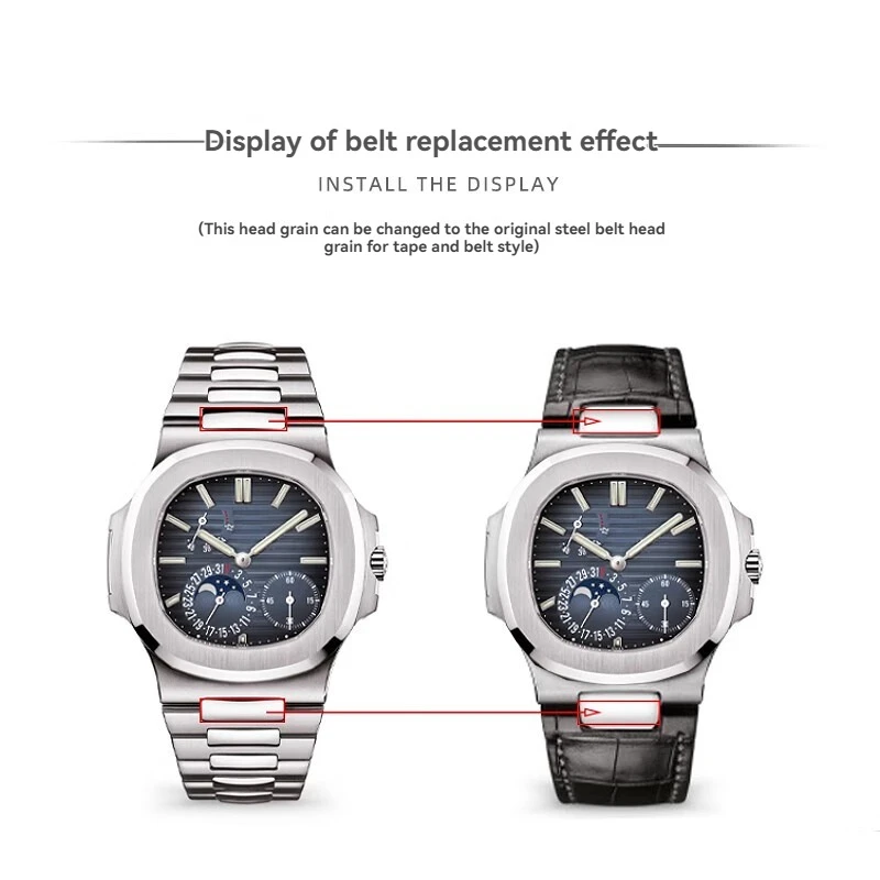 파텍필립 노틸러스 5726/5711/5712 시계용 12.5mm 솔리드 엔드 링크 – 스테인레스 스틸 스트랩 헤드 피스 교체 연결