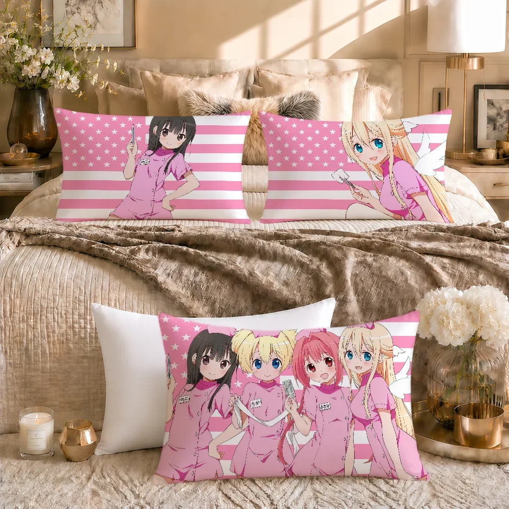 Anime Nurse Girl Moe Y2k Kawaii Cushion Cover Soft Rectangle Home Sofa Living Room Decor Dorm Bed Hogar Pillowcase Gift