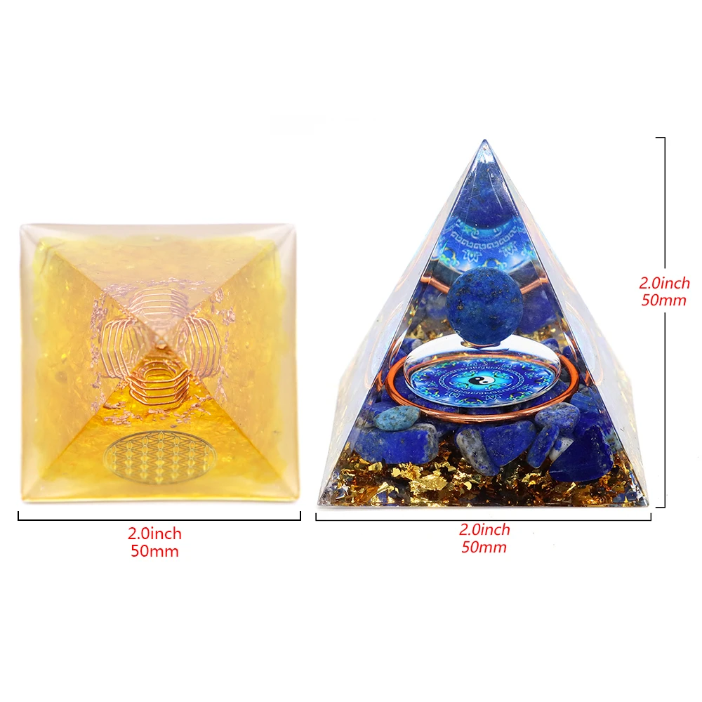 Crystal Energy Orgonite Pyramid Stone Resin Gems Amethyst Reiki Chakra Meditation Craft Trinket Home Decoration Christmas Gift