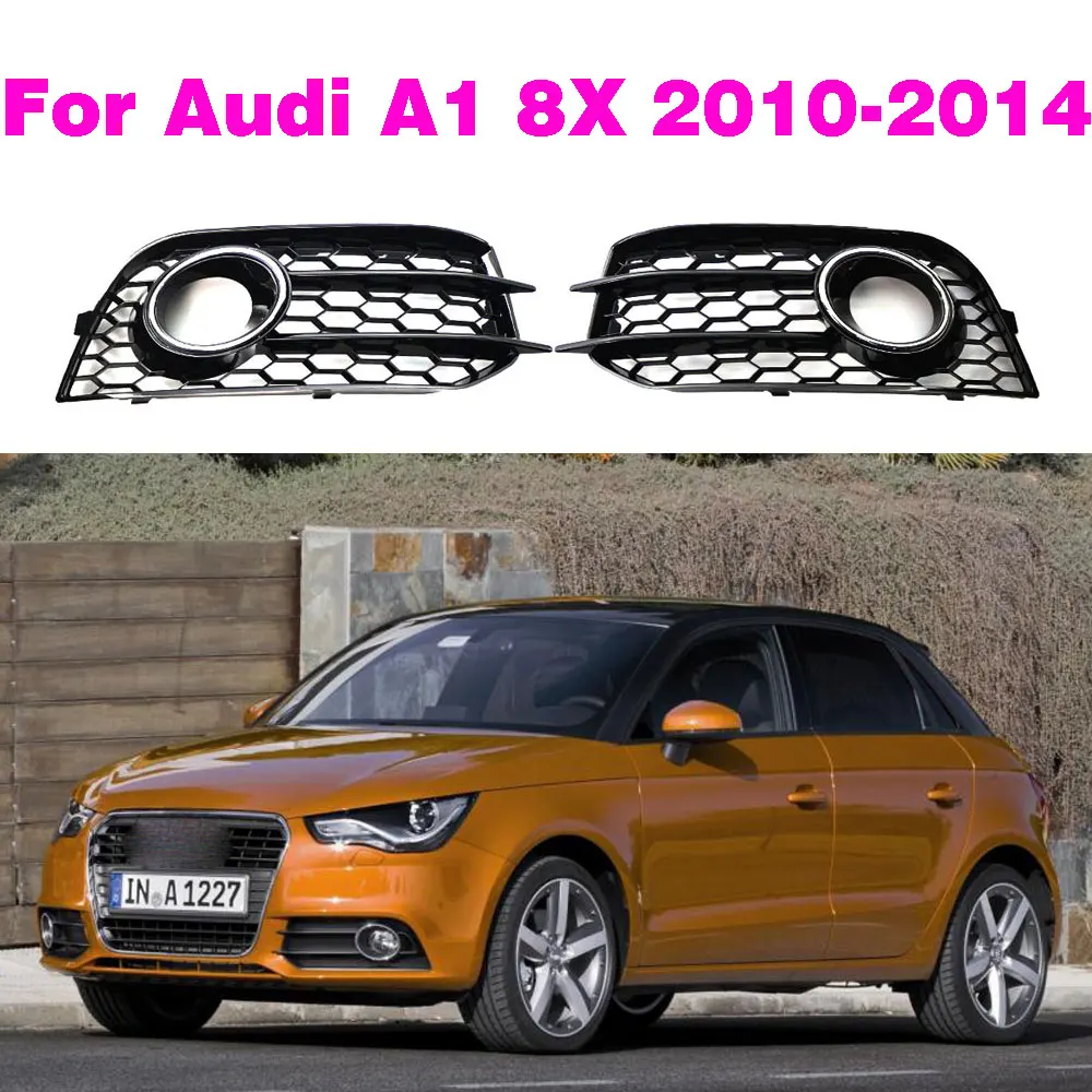 

Car Fog Light Lamp Cover Honeycomb Mesh Hex Front Grille Grill Chrome Black For Audi A1 8X 2010-2014 8X0807681A 8X0807682A