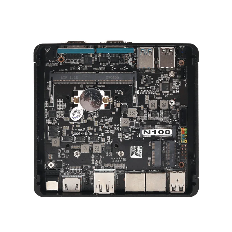 Fanless Mini Industrial PC Intel N150 2x Serial Ports RS232 2x Ethernet 2xHDMI 1xDP 6xUSB WiFi 4G SIM Slot Windows11/10 Linux