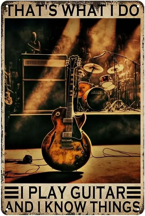 Gitarren-Wandkunst Vintage Metall-Blechschild Musikzimmer-Dekoration für Männerhöhle Zubehör Herren-Poster