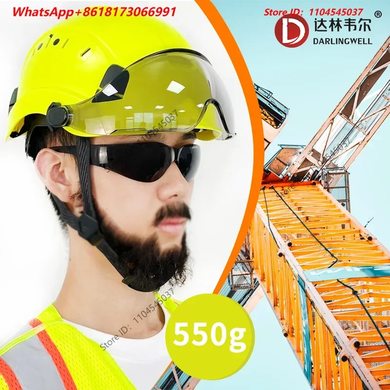 ABS reflective safety helmet with goggles, anti impact and sun protection, national standard printing for construction projects