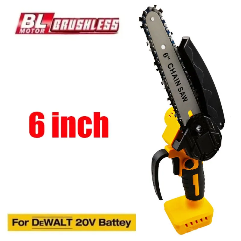 

Electric Chainsaw Cordless Chain Saw 6 Inch Pruning Cutting Garden WoodworKing Power Tools for DeWALT18V Battery