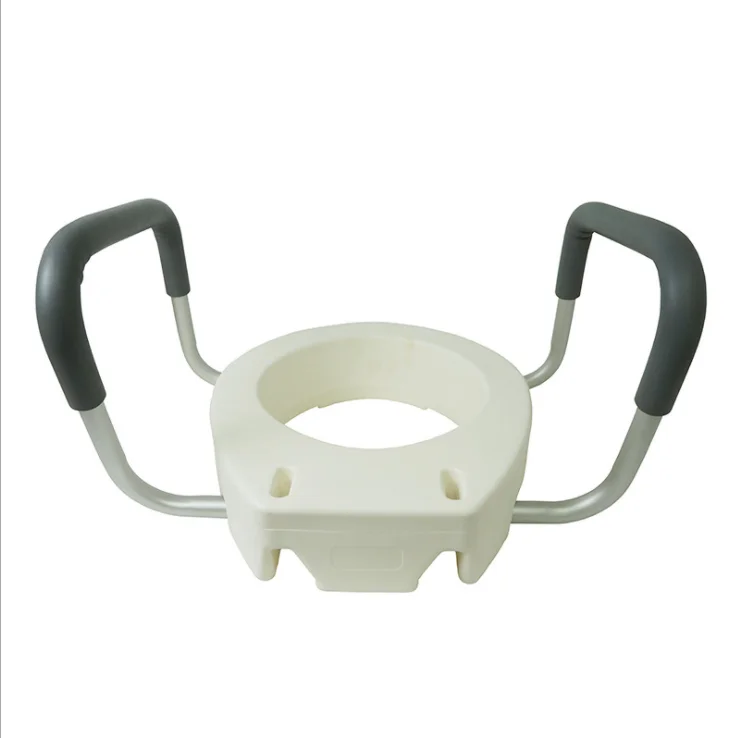 Assento sanitário de plástico para idosos, assento de vaso sanitário elevado com braço