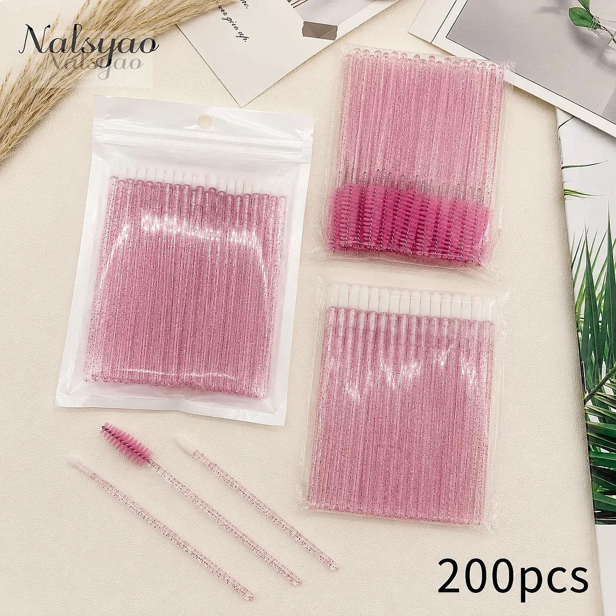 200pcs Eyelash Extension Removal Brush Micro Applicator Wand Lash Cleaning Tool Soft Cotton Tip Brush