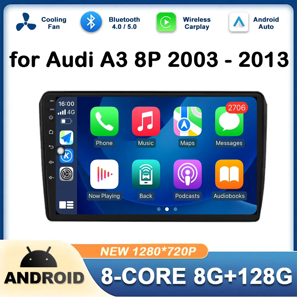 

Android OS for Audi A3 8P 2003 2004 2005- 2013 Car Radio Multimedia Player DSP Stereo GPS Navi Autoradio No 2 din Head Unit WIFI