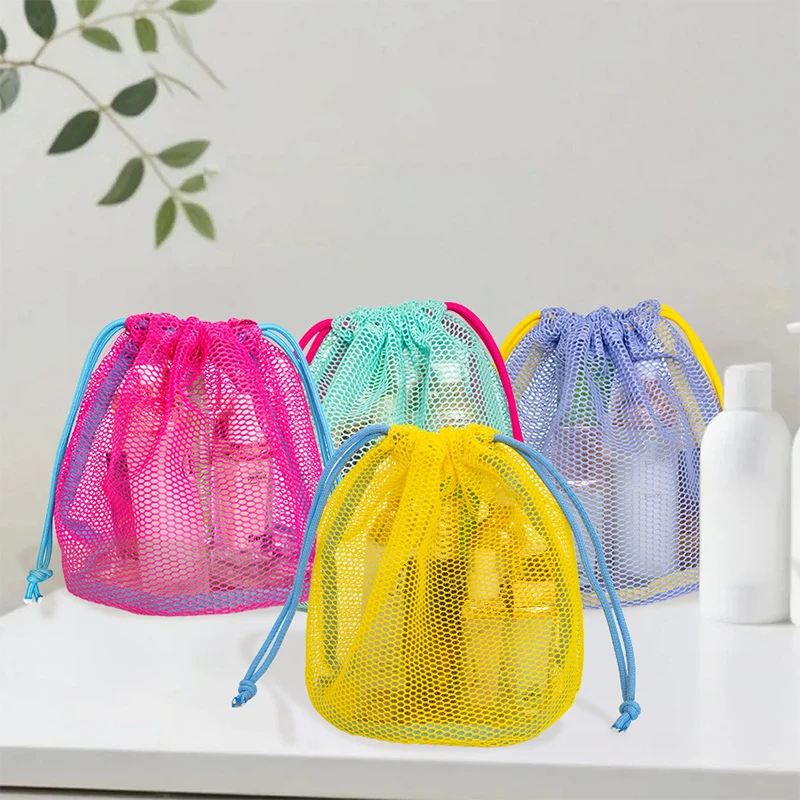 Nylon Mesh Drawstring Storage Pouch Bag Multi Purpose Travel & Outdoor Activity Pouch For Digital Products Makeup Bag