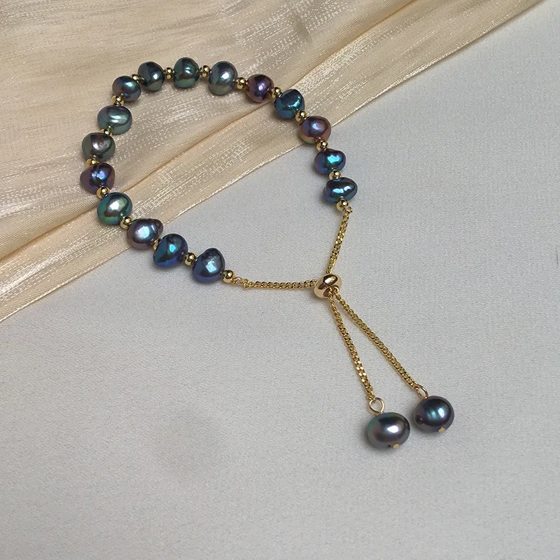 Hengsheng 6-7mm 100% Freshwater Pearl Bracelet for Women 17cm+4cm White Pink Purple Mix color Adjustable Bracelet Jewelry Gift