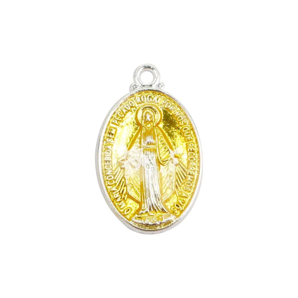 20pcs Alloy Enamel Silver Color Big Statement Oval Shape Virgin Mary Oil Drip Pendants Charms DLY Accessories DIY Jewelry Crafts