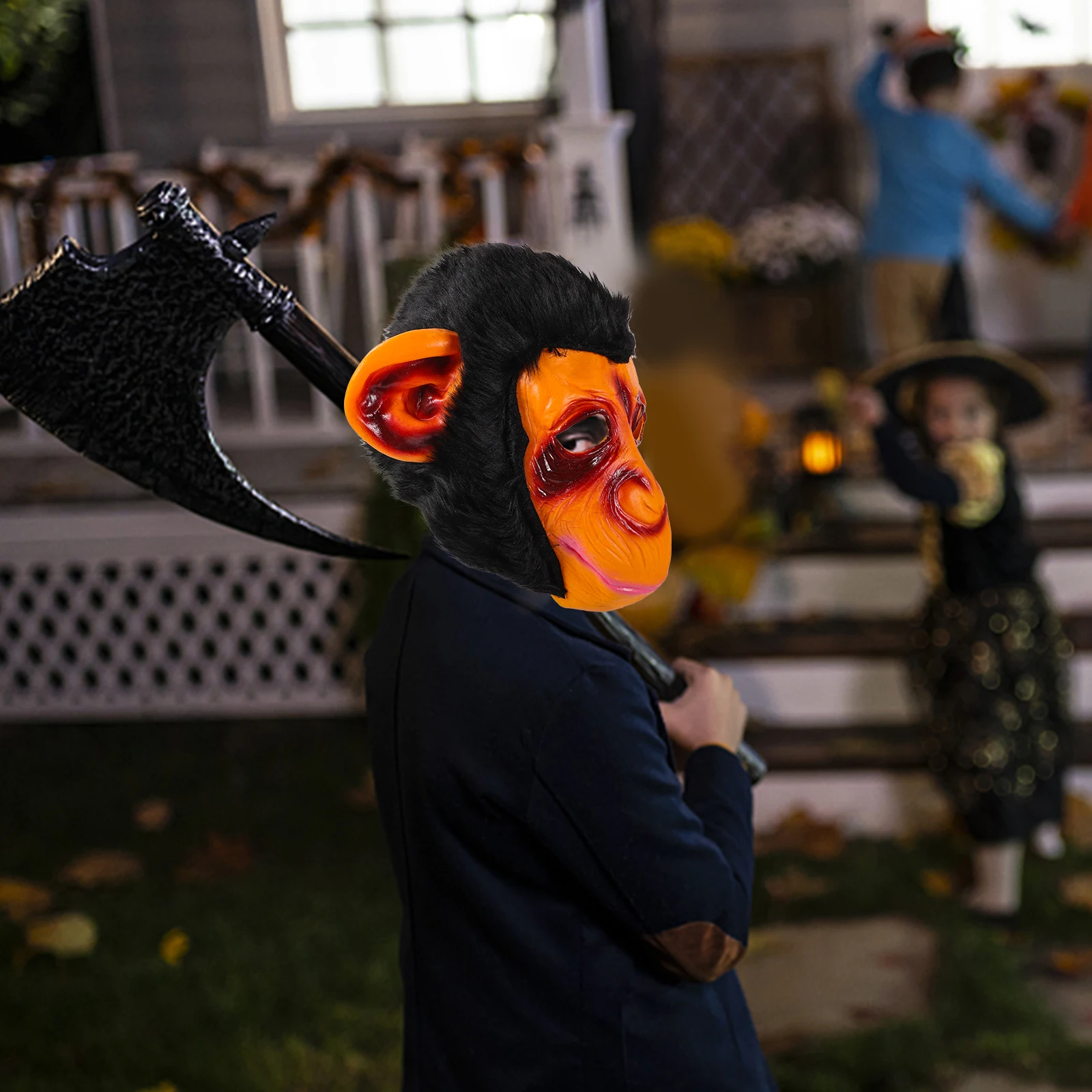 1 tocado de mono de Halloween, máscara de Halloween, disfraz de Terror, accesorios de fiesta, cubierta para hombres y mujeres