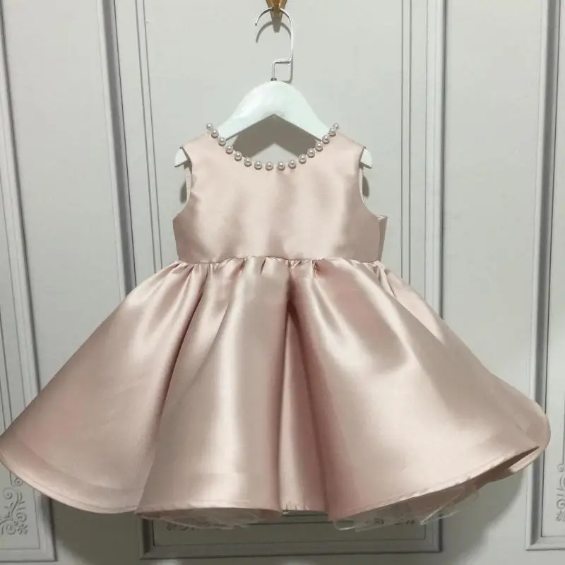 Big Bow Bridesmaids Dress for Girls Christening 1 Years Birthday Princess Ball Gown Children Evening Party Wedding Dresses