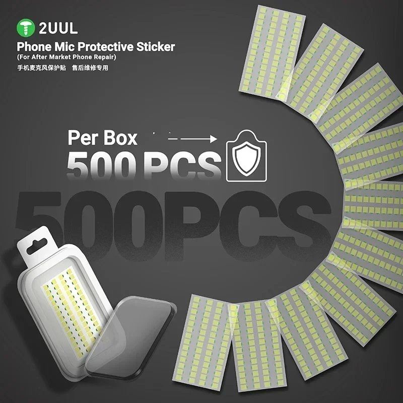 2UUL DA32 Phone Mic Protective Sticker 500PCS/Pack –Dustproof & Waterproof for Mobile Repair Aftermarket Microphone Filter Pad