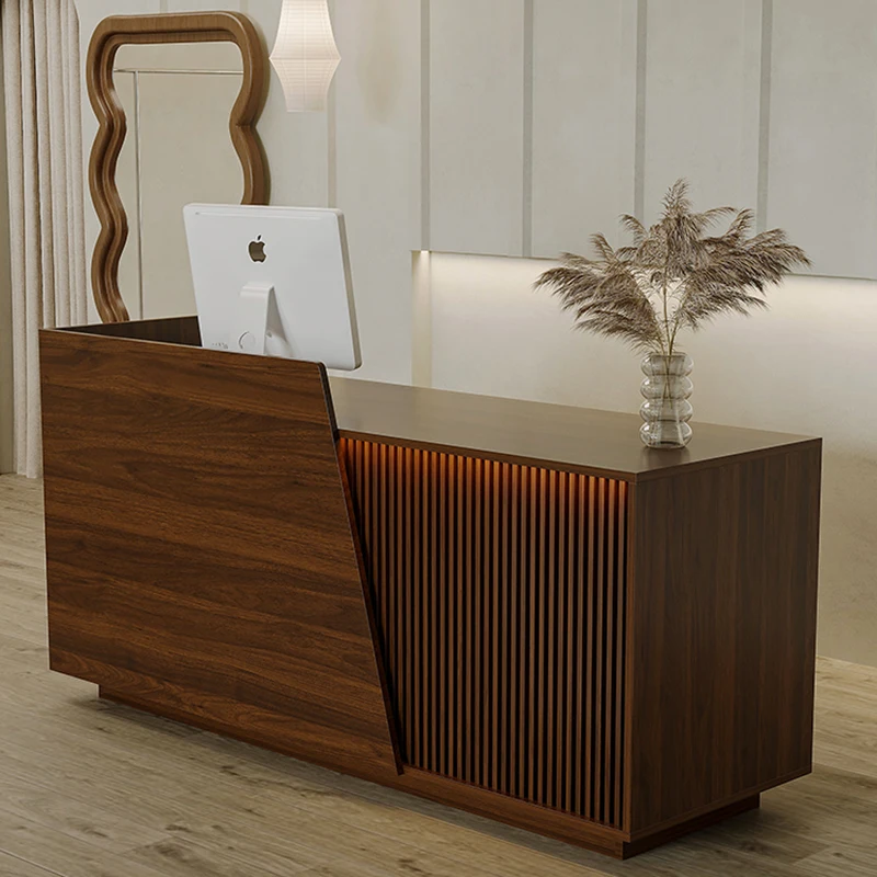 

Wood Design Reception Desks L Shaped Front Desk Counter Service Reception Desks Drawers Elegant Escrivaninha Office Furniture