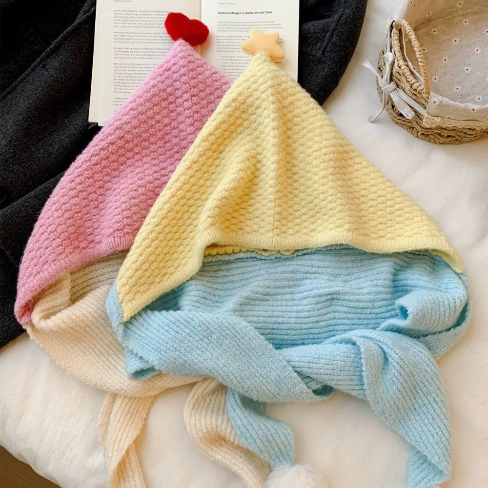 New 2-in-1 Knitted Hat Scarf Keep Warm Windproof Balaclava Hats Sweet Soft Scarf Hat for Women