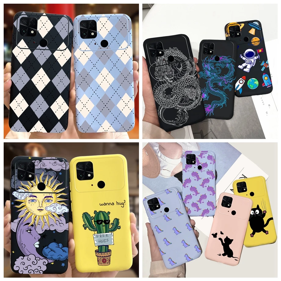 Cool Cartoon Back Cover For Xiaomi Poco C40 Fundas Child Cases For Poco C40 PocoC40 Matte Slim Animals Soft Bumper TPU Coque