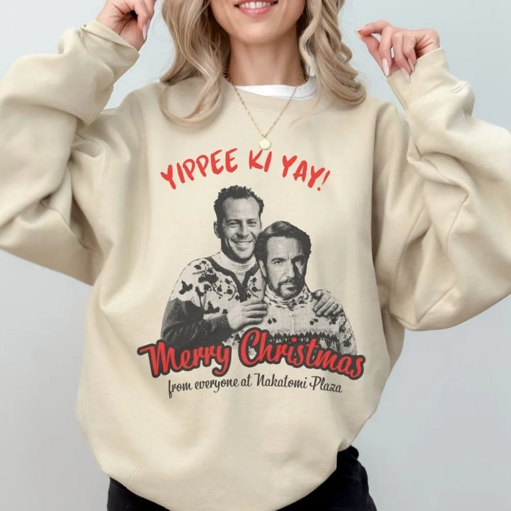 

Die Hard Yippee Ki Yay Bruce Willis Nakatomi Plaza Funny Christmas Sweatshirt Hoodie Drop Shoulder Tracksuit Long Sleeve