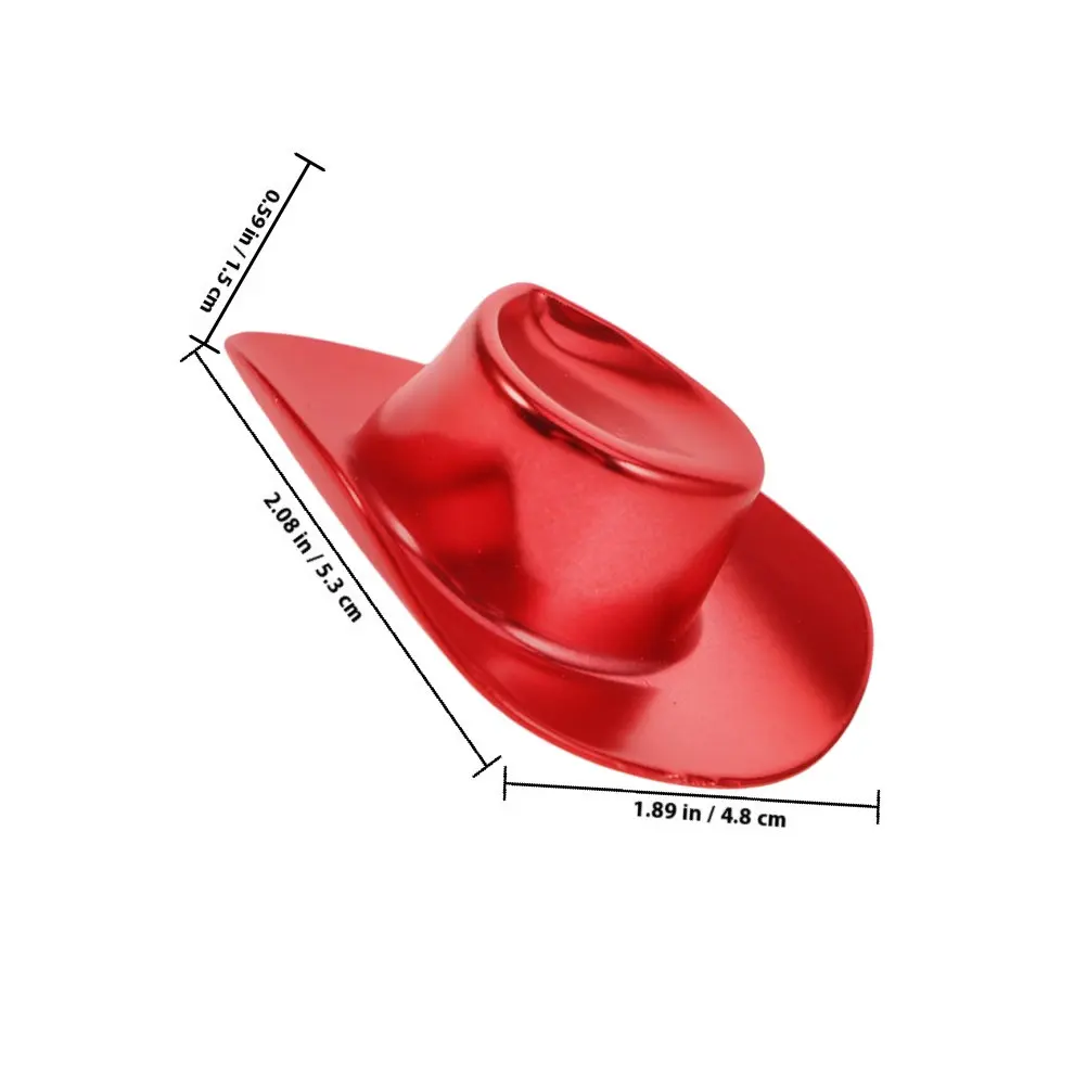 12Pcs Red Mini Cowboy Hats Glitter Finish for DIY Crafts Cupcake Toppers Stuffed Animal Decor Phone Charm Keychain Party Favor