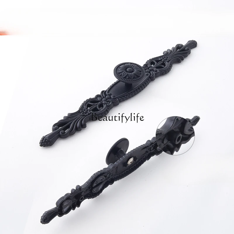 

European Style Cabinet Door Handle Black American Style Vintage Drawer Wardrobe Single Hole Hardware Cabinet Handle