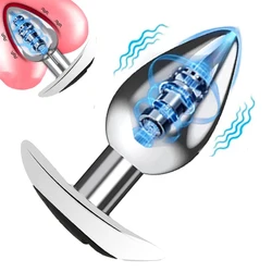 7 Speed Metal Anal Plug Vibrator Wearable Waterproof Anal Beads Butt Plug Vibration Dildo Hand Control Sex Toy For Men Women