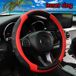 1 carbon fiber PU leather stereo massage with inner ring car steering wheel cover suitable for 14.5-1 automotive supplies