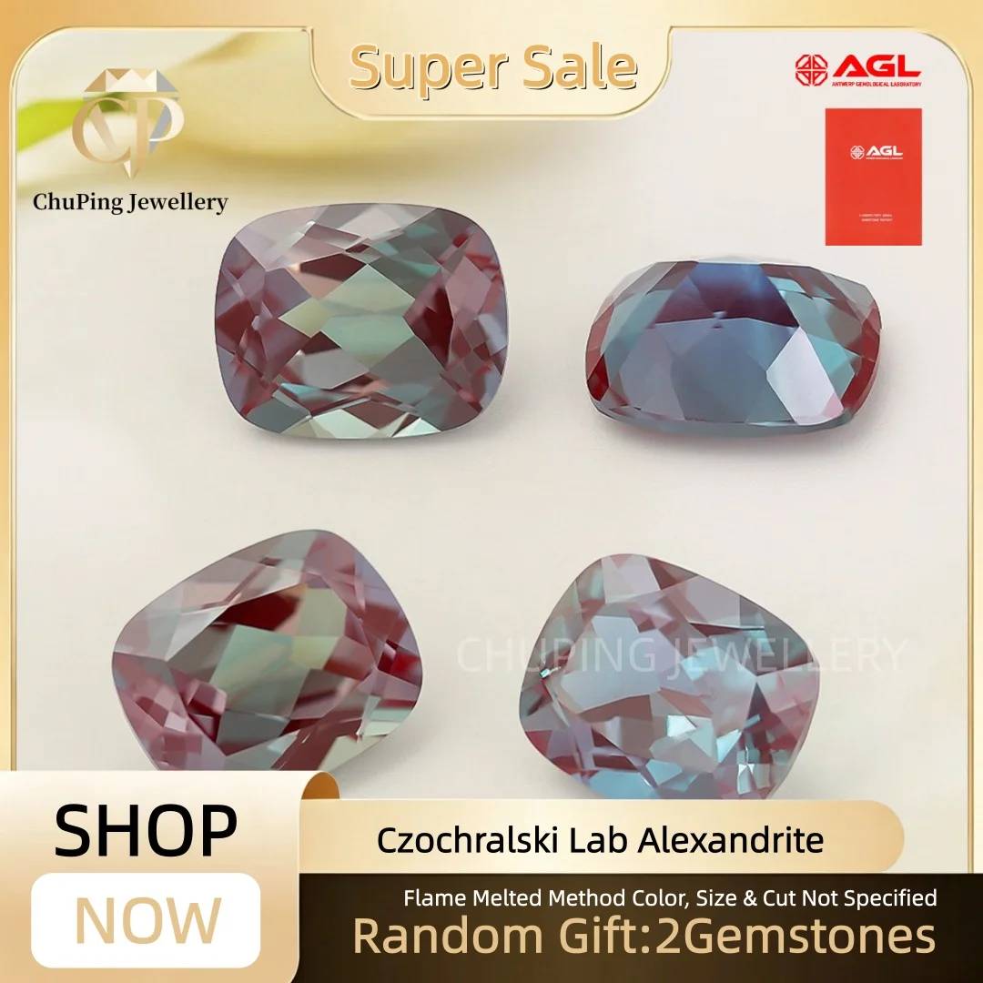 Lab Alexandrite Green Bottom Cushion Shape Czochralski With AGL Certificate Cultivate Alexandrite Best For Jewelry Gift Choice