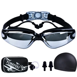 Adult Swimming Goggles High-Definition Anti-Fog Men and Women Professional Waterproof Earplugs Swimming Goggles