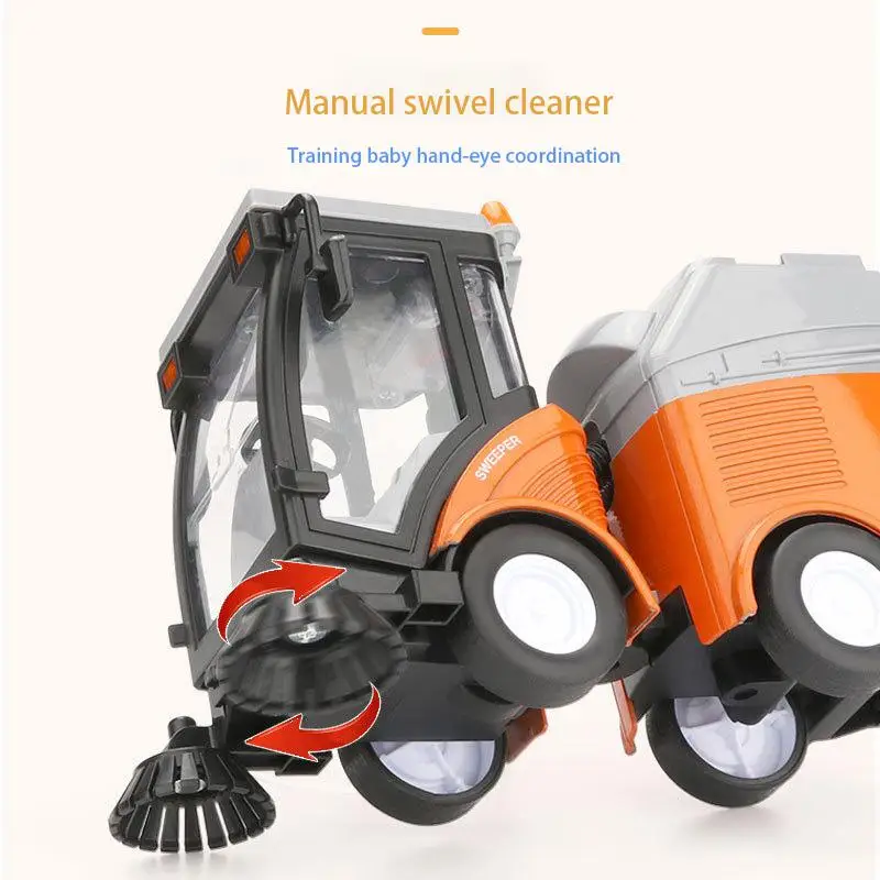 Children Simulation Road Sweeper Toy Garbage Truck Sanitation Processing Street Car Model Light Music Back Birthday Toy Car Gift