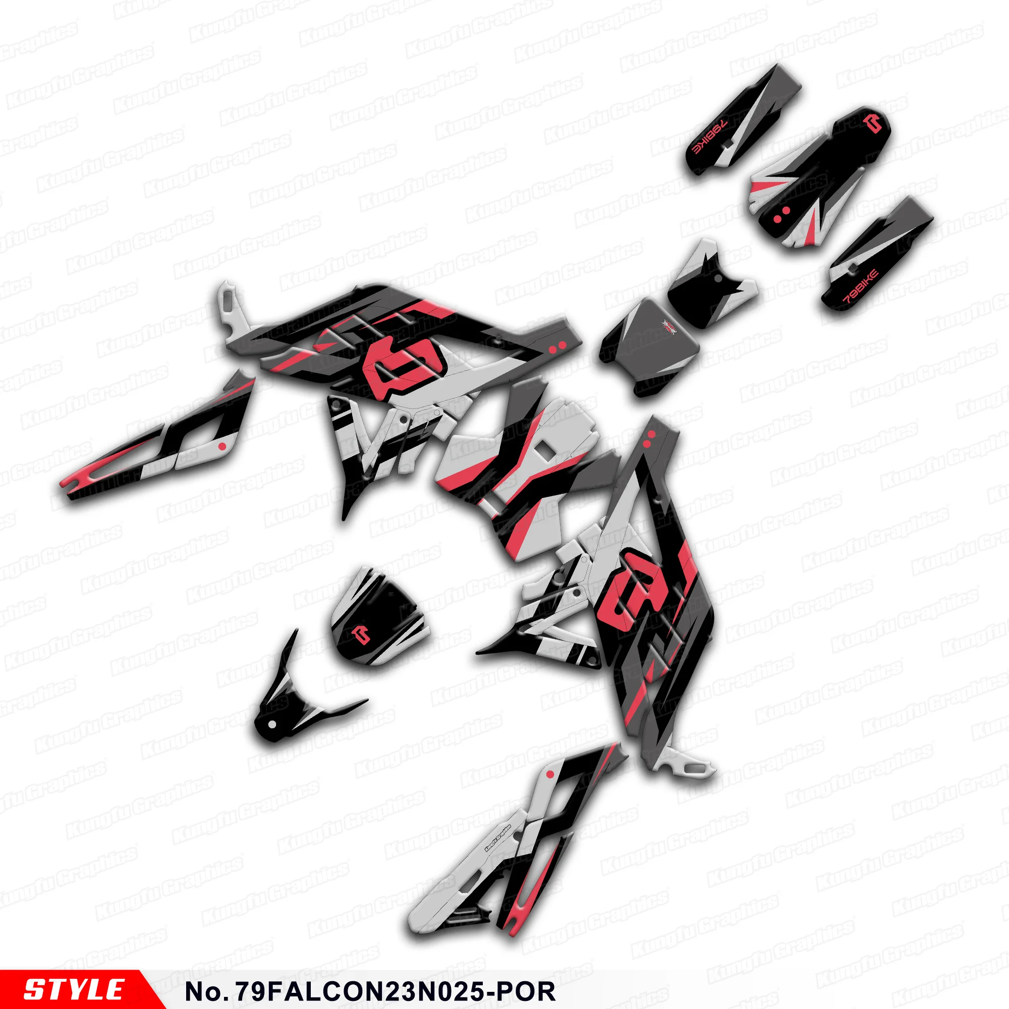 

Мотоциклетная графическая пленка JY RACING для 79BIKE 79, электрический велосипед для бездорожья Falcon Pro, щит, 79FALCON23N025-POR