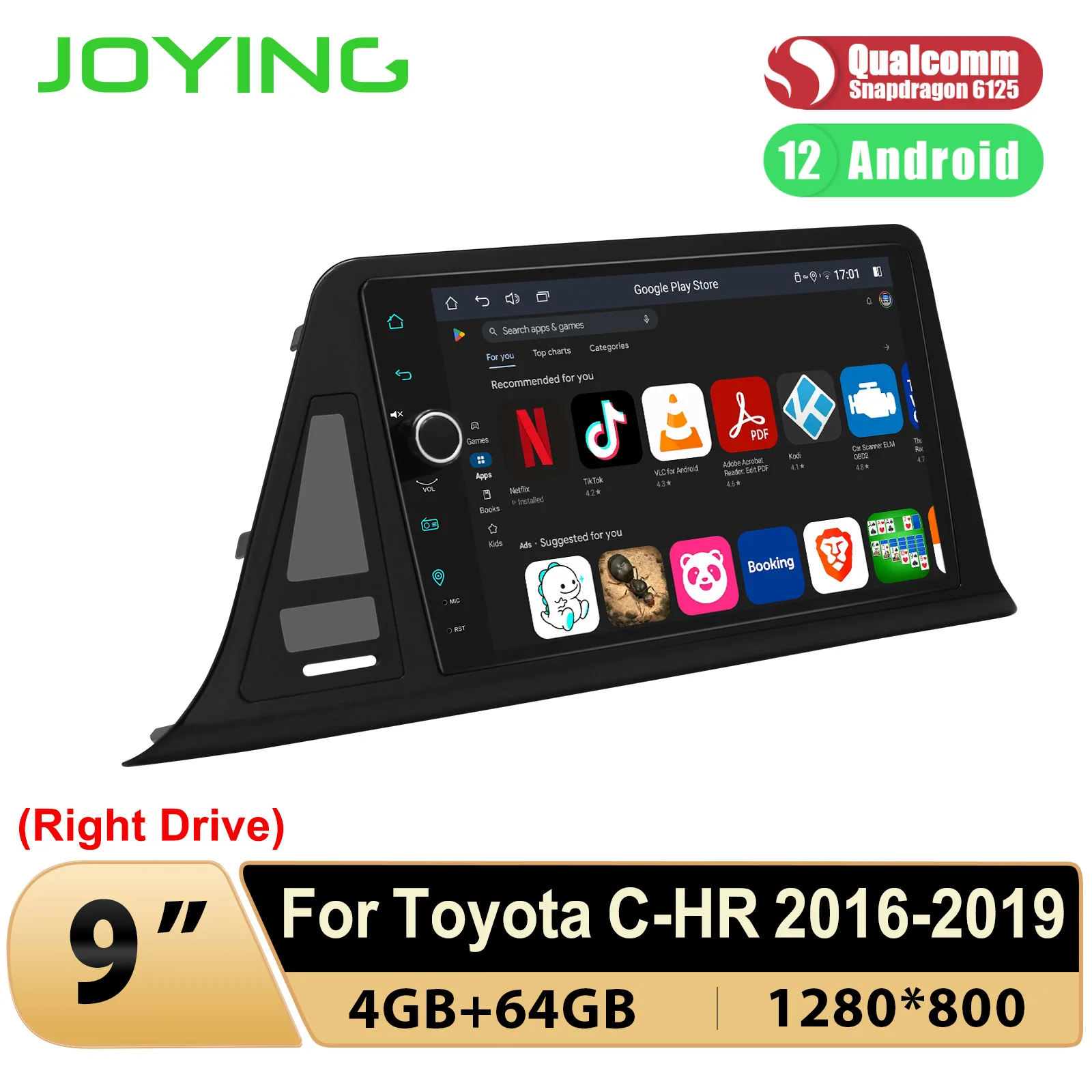 

JOYING 9 Inch Car Stereo Radio GPS Navigation Multimedia Player For Toyota CH-R 2016-2019 With Android Auto Apple Carplay