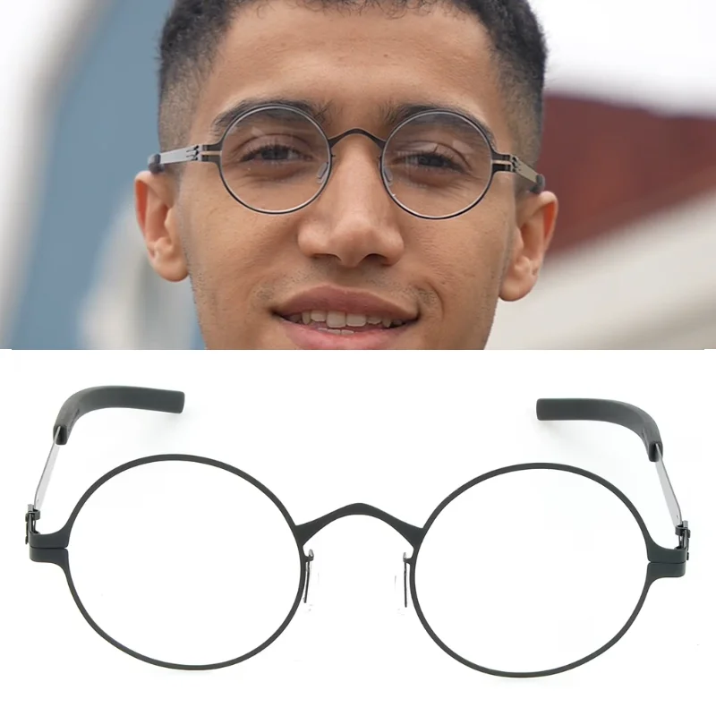 

Classics 100% Round Screwless Glasses Frame Men Women Ultralight Eyeglasses Eyewear Fashion Germany Design Standard Face Style