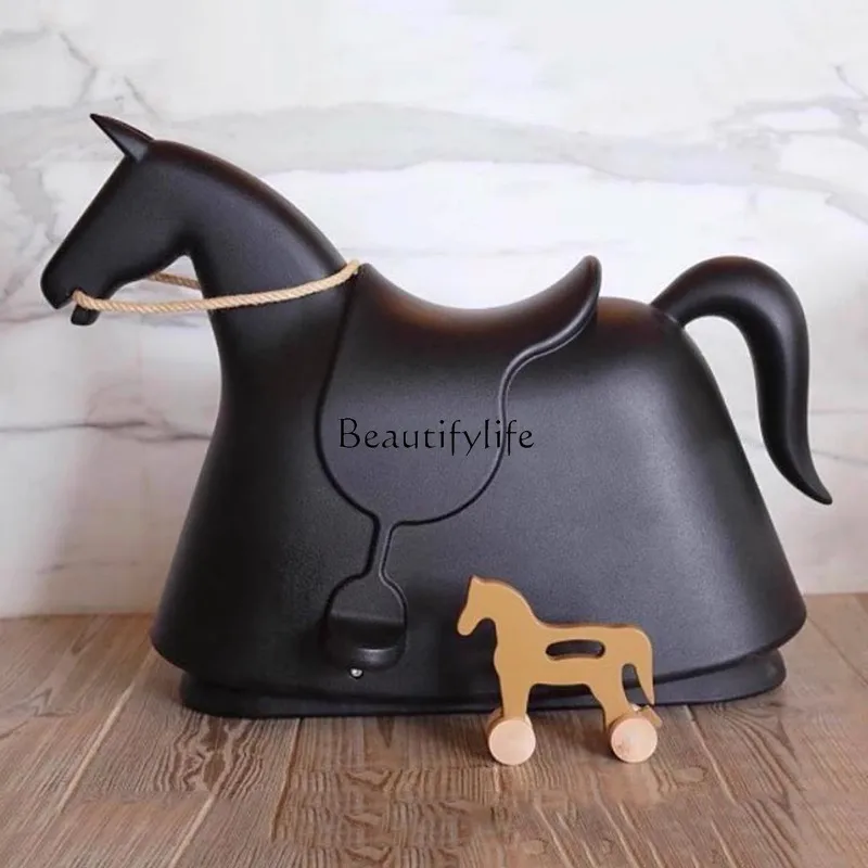 Nordic creative designer fiberglass rocking horse chair shopping mall children's room outdoor ornament