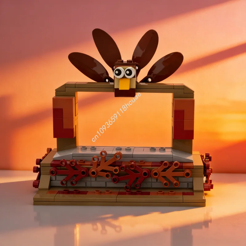 Set di 169 Pezzi MOC Espositore per Minifigure Stagionali del Ringraziamento, Blocchi da Costruzione, Regalo Natalizio Creativo
