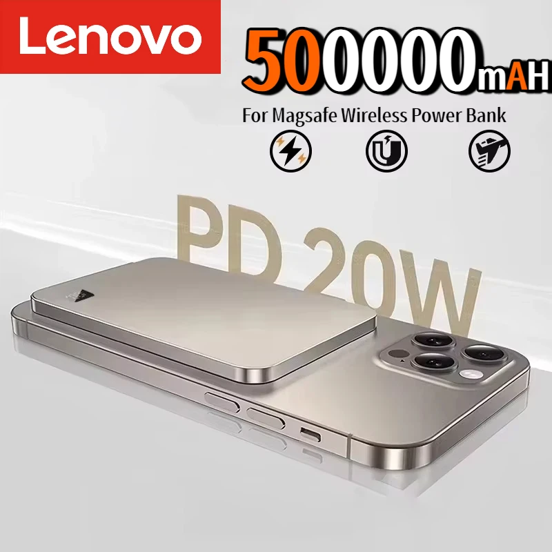 Lenovo 50000mAh Magnetic Wireless Power Bank PD22.5W Fast Charging External Battery For Magsafe For iPhone Samsung Xiaomi NEW