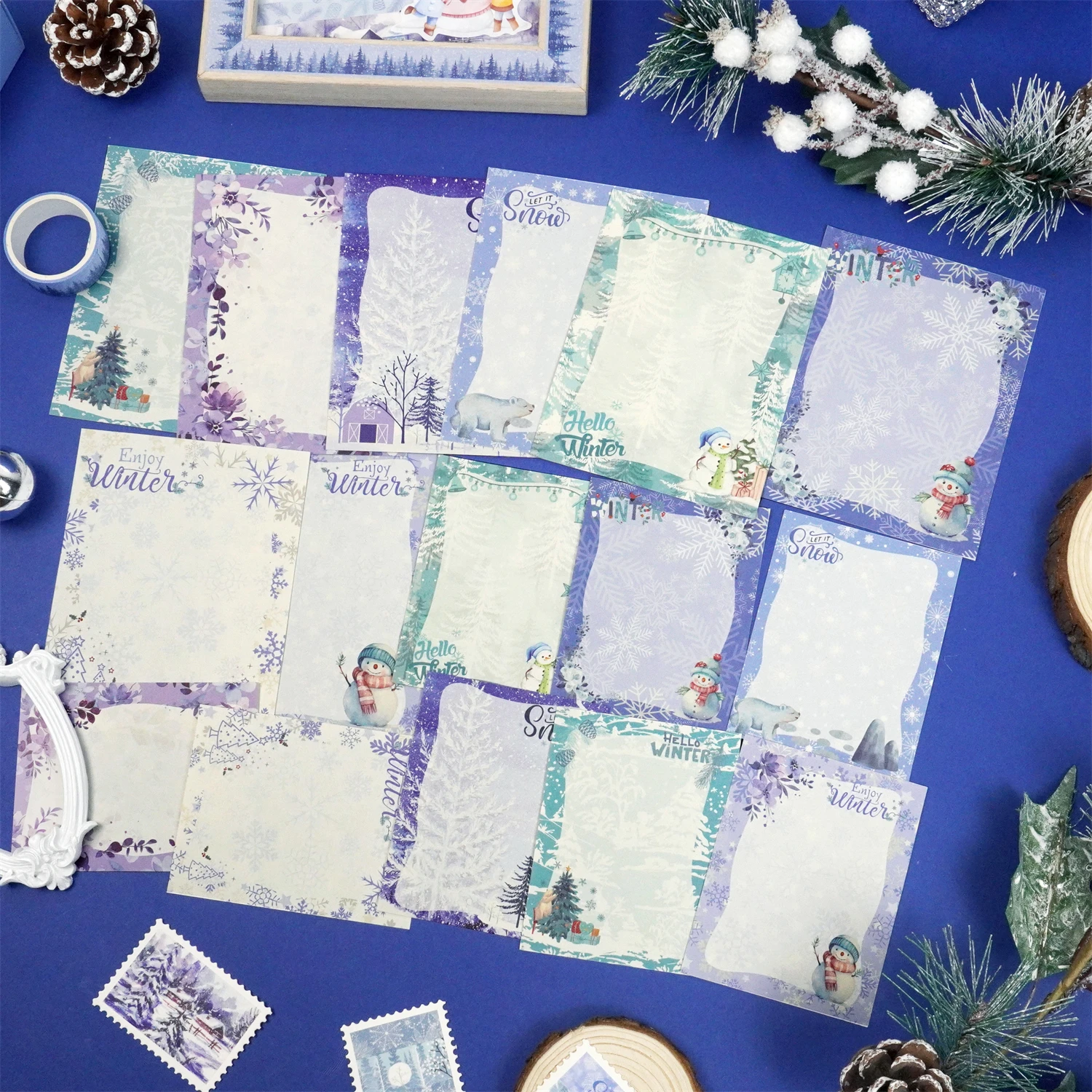 75 ピース/セット、クリスマス雪景色と和紙テープセット、テープと紙カードの組み合わせデザイン、クリスマスの日のシリーズ装飾