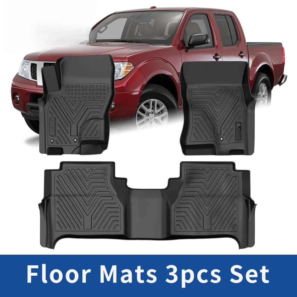 

Floor Mats for 2008-2021 Nissan Frontier Crew Cab All Weather TPE 3PCS Liner Set