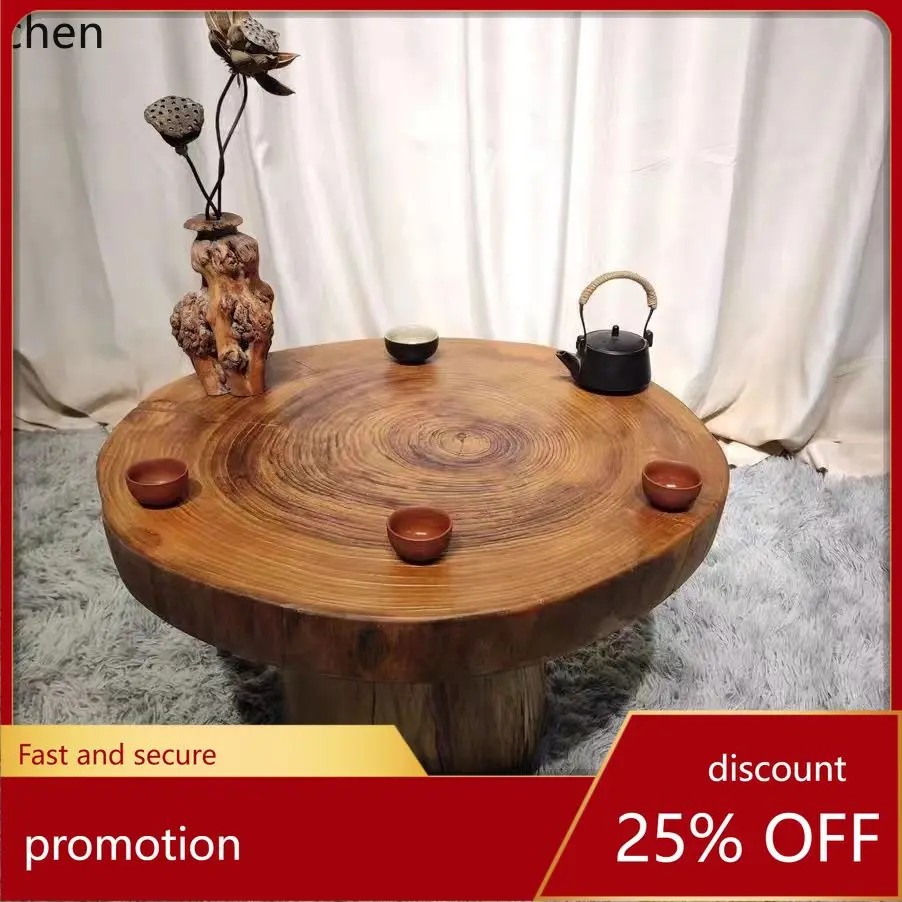 CZ Simple Irregular Solid Wood Coffee Table Decoration Flower Shop Photography Shooting Table Prop Old Elm Wood Tea Table
