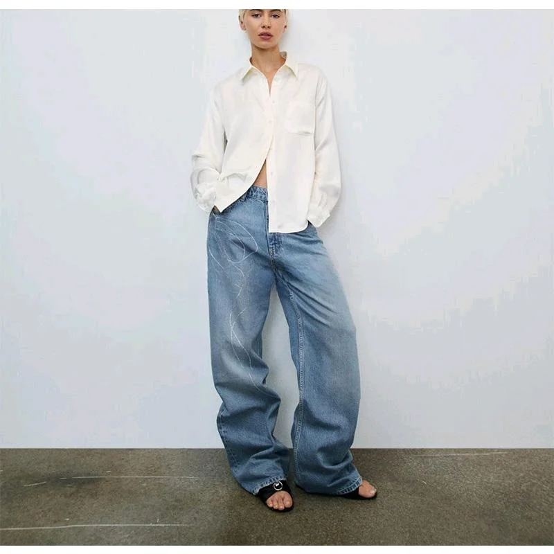 봄 신착 여성 캐주얼 실크 새틴 느낌 슬림 피트 스트레이트 레그 셔츠 품질 세련된 긴 소매 칼라 블라우스