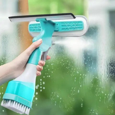 Professional Window Squeegee Kit - All-in-One Glass Cleaner Tool with Spray Bottle for  Mirror, Car Windshield & Countertops