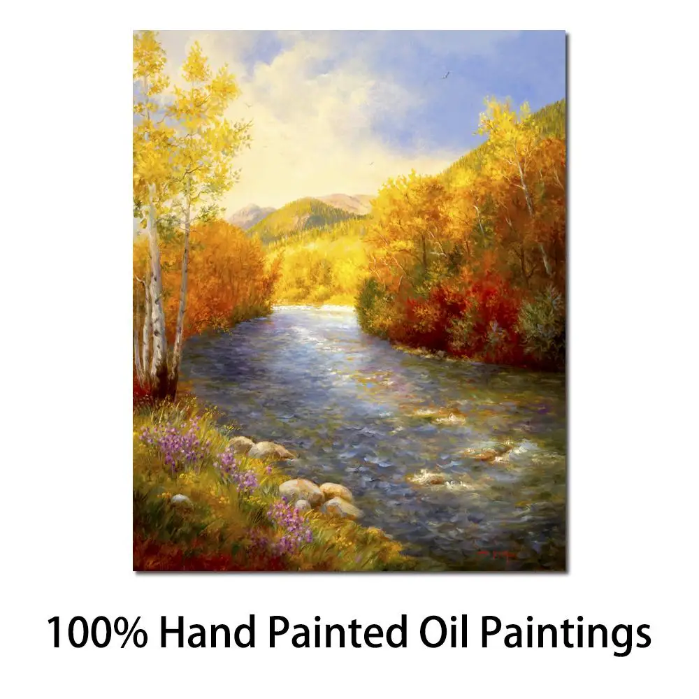 Wall Art Modern Oil Painting Terra Alta Handmade Landscapes Picture for Room Decor Large Canvas