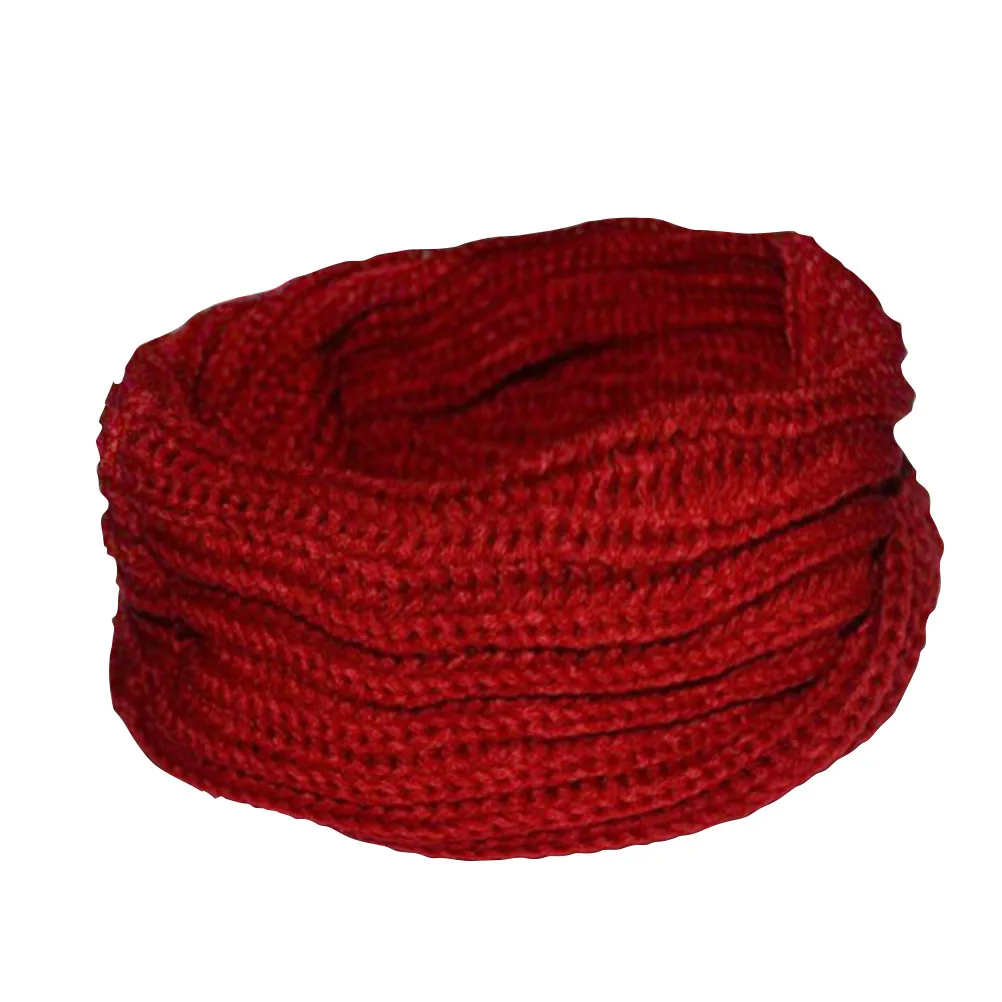 

Women Winter Warm One Circle Knit Wool Blend Scarf Shawl Thick Neckerchief Wine Red Stylish Soft Neck Scarf for Cold Weather