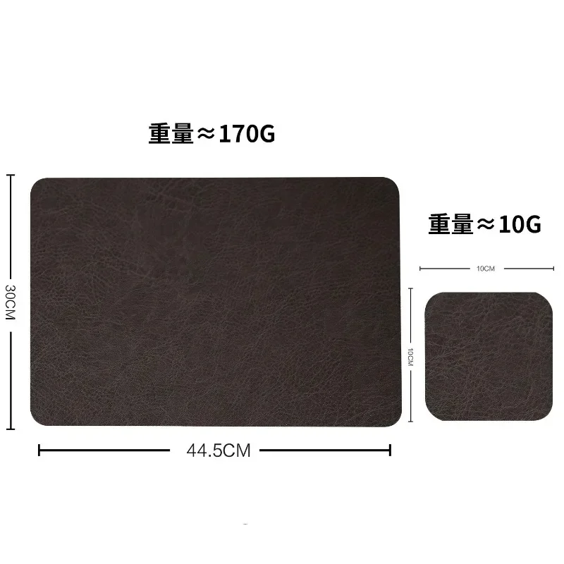 1 set of meal mats Faux Leather Placemats and Coaster Non-Slip for Kitchen Dining Table Conference Restaurant Coffee Cup Mat