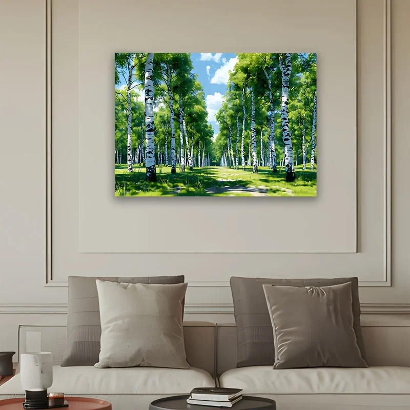Large Birch Forest Tapestry Wall Hanging Green Nature Boho Woodland Art Print Mural Decoration 150x300cm Bedroom Decor