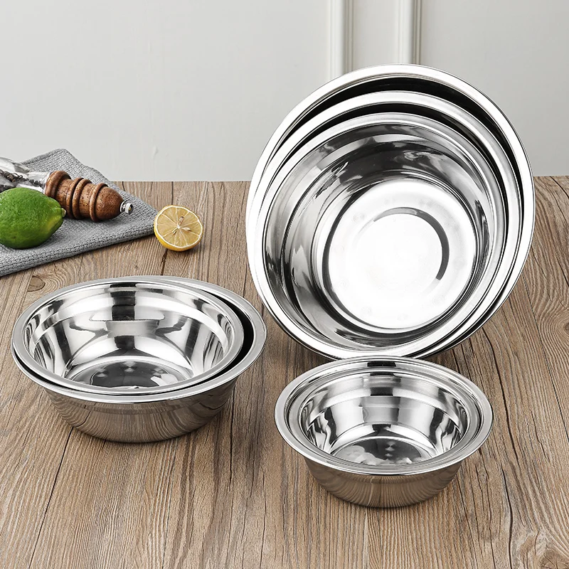 

Thiened Stainl Steel Bowl Non-magnetic Soup Bowl Home Use Noodles Bowl Dining l Small Basin Pure Color Diware