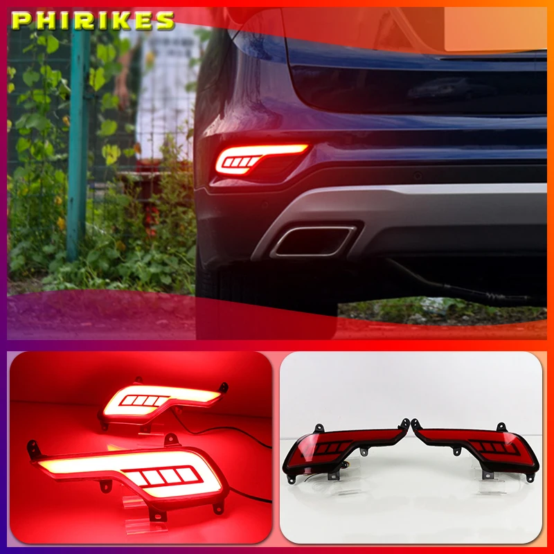 

2Pcs LED Rear Bumper Reflector Light For Hyundai ix45 Santa Fe Santafe 2016 2017 2018 Brake Light Turn Signal Light