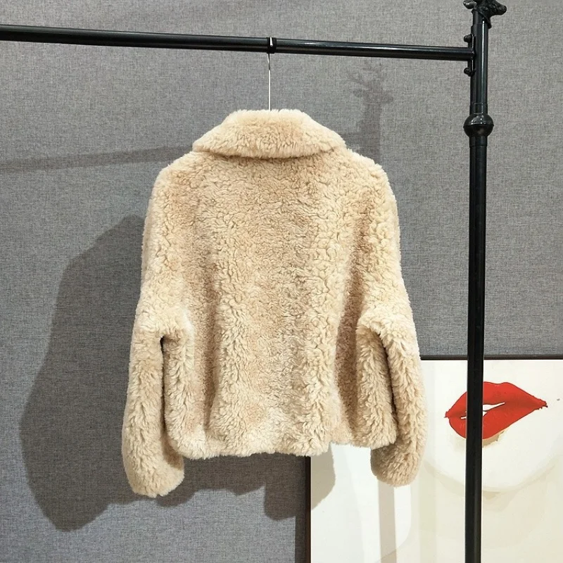 สาวน่ารัก Ball ที่ถอดออกได้หนุ่มสไตล์แกะ Shearling Coat ขนสัตว์บริสุทธิ์ขนสัตว์เสื้อแจ็คเก็ตสั้น JT508