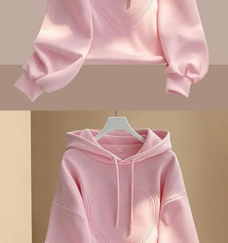 2025 New Autumn Hooded Long-sleeved Sweatshirt Women's Fashionable Casual Love Design Western Style Top