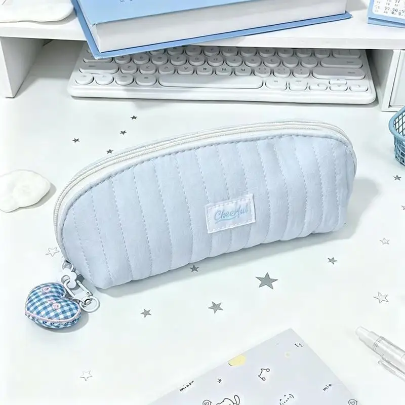 Niedliche Stifttasche mit großer Kapazität, gestepptes tragbares Federmäppchen, bonbonfarbene weiche Schreibwaren-Aufbewahrungstasche, Geschenk für Schüler. – Detail 15