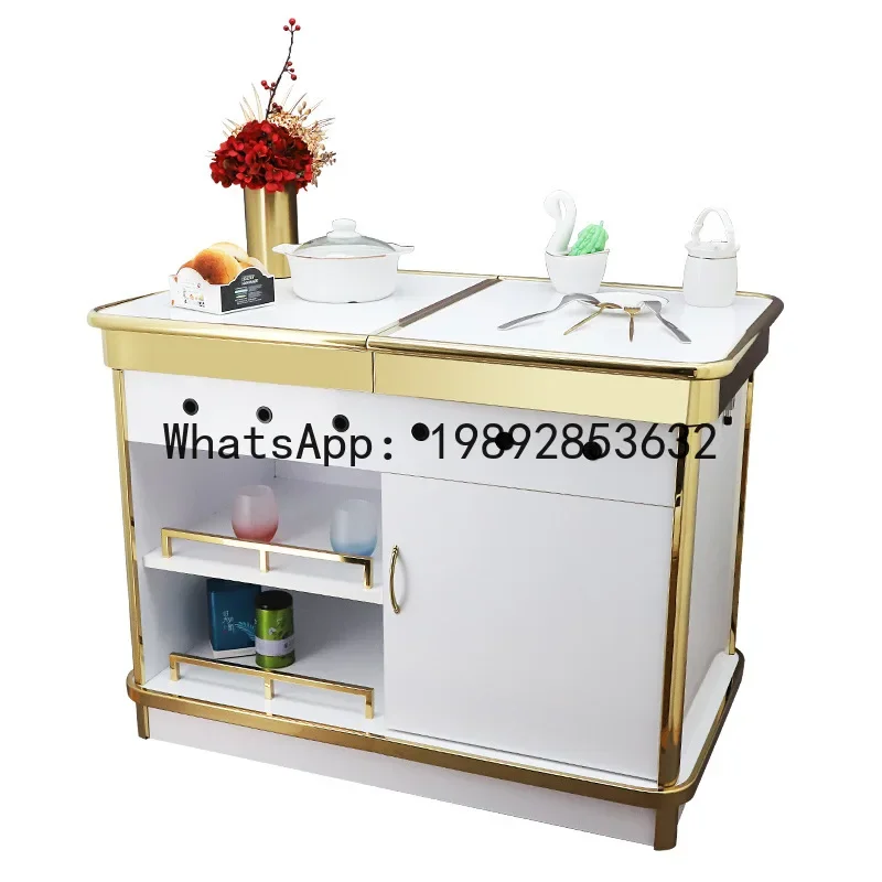 

V5.12 hotel cooking cart single and double head cassette stove meal cart movable abalone cart