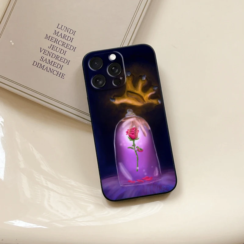 Disney Beauty Beast Belle für iPhone 15 14 13 12 11 xs xr x 8 7 se pro max plus Mini Black Cover Handy hülle